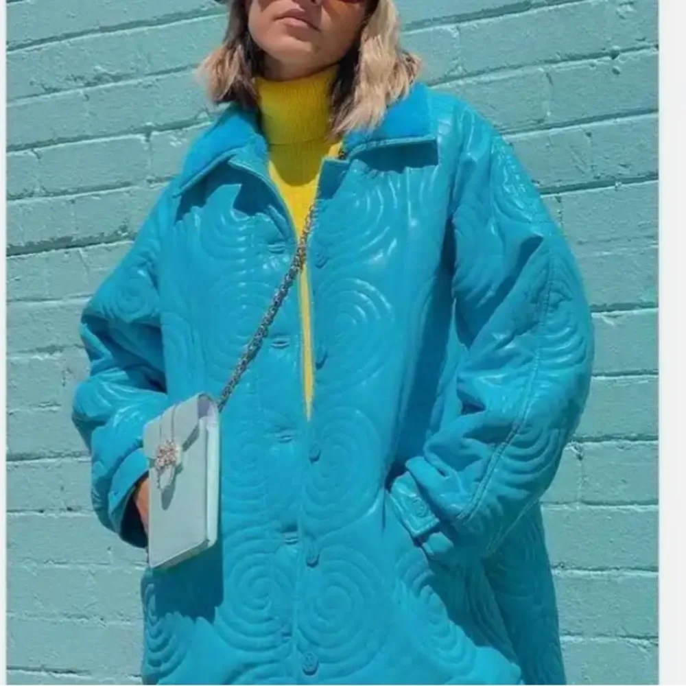 House of Sunny Cosmo (Forever & Ever) oversized Overcoat Quilted Faux Le… - Picture 5 of 12